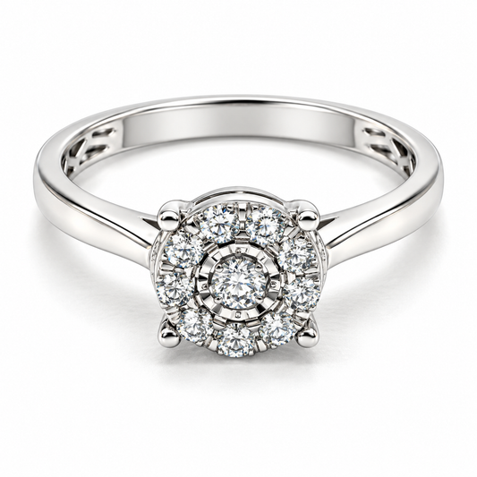 Anillo de compromiso en oro blanco de 14 Kilates, con Diamante natural | 14JC121676LQ
