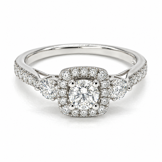 Anillo de Compromiso en oro blanco de 14 Kilates, montado con Diamantes naturales | 14JC128103LQ