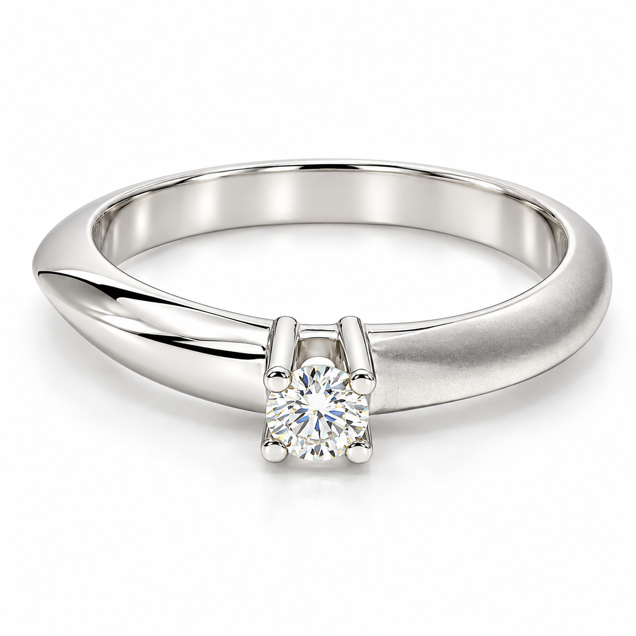 14JC13LQ Anillo de compromiso en oro blanco de 14 Kilates, con Diamante natural.