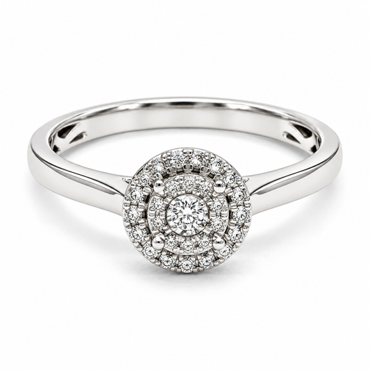 Anillo de compromiso en oro blanco de 14 Kilates, con Diamante natural | 14JC141114LQ