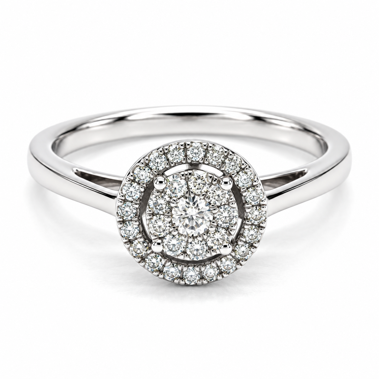 14JC163367LQ Anillo de compromiso en oro blanco de 14 Kilates, montado con Diamantes naturales.
