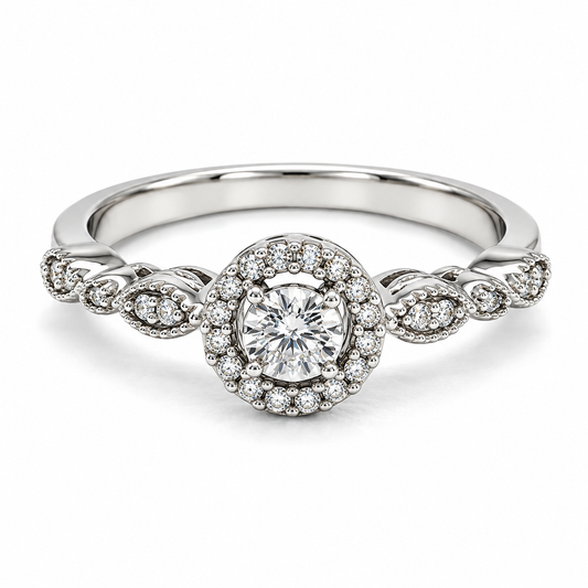 Anillo de Compromiso en oro blanco de 14 Kilates, con Diamantes naturales | 14JC181916LQ