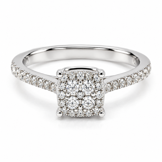 Anillo de compromiso en oro blanco de 14 Kilates con Diamantes naturales | 14JC204223LQ