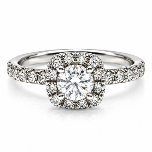 Anillo de compromiso en oro blanco de 14 Kilates, montado con Diamante natural | 14JC213265LQ