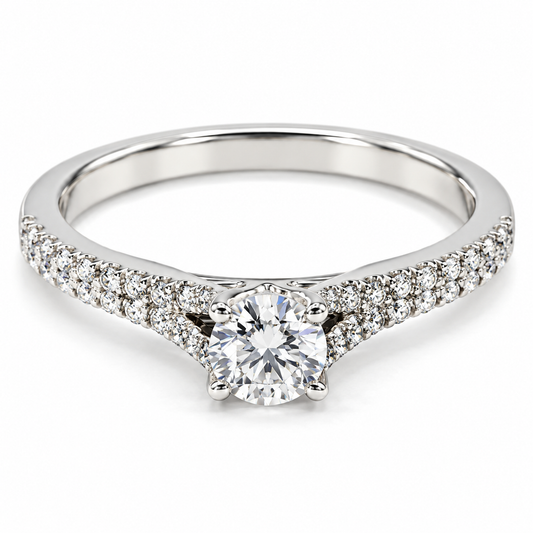 Anillo de compromiso en oro blanco de 14 Kilates, con diamante natural | 14JC232720LQ