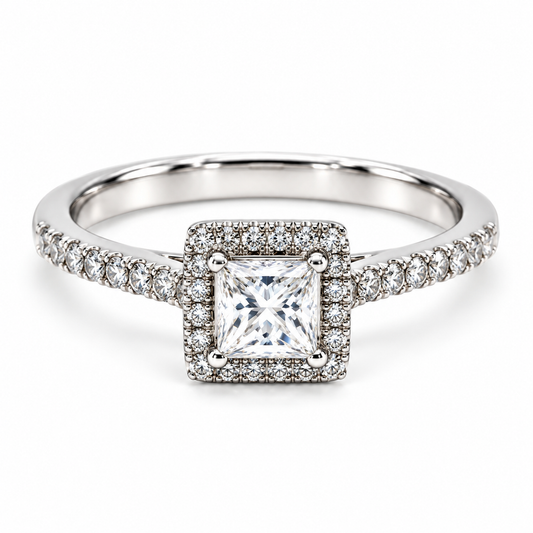 Anillo de compromiso en oro blanco de 14 Kilates, con diamantes naturales | 14JC252183LQ