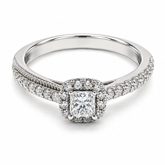 Anillo de compromiso en oro blanco de 14 Kilates, con diamante natural | 14JC252253LQ