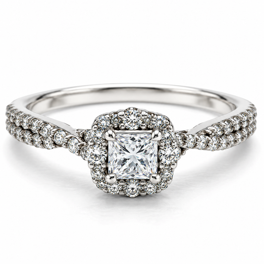 Anillo de compromiso en oro blanco de 14 Kilates, con diamante natural | 14JC252313LQ