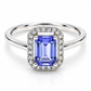 14JC252366LQ Anillo de compromiso en oro blanco de 14 Kilates con diamantes naturales y Tanzanita.