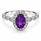Anillo de compromiso en oro blanco de 14 Kilates, con diamantes naturales y Amatista | 14JC259730LQ