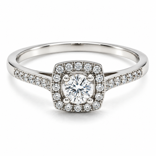 Anillo de compromiso en oro blanco de 14 Kilates con Diamantes naturales | 14JC3095LQ