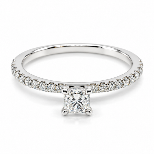 Anillo de compromiso en oro blanco de 14 Kilates montado con Diamante natural | 14JC311920LQ