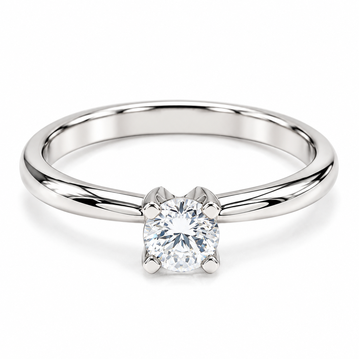14JC42LQ-18 Anillo de Compromiso en oro blanco de 14 Kilates, montado con Diamante natural.