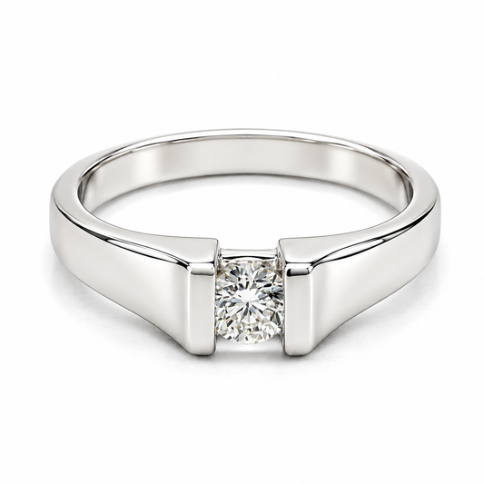 Anillo de Compromiso en oro blanco de 14 Kilates, montado con Diamantes naturales | 14JC49LQ