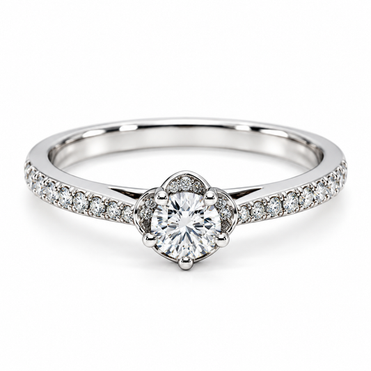Anillo de Compromiso en oro blanco de 14 Kilates, montado con Diamantes naturales | 14JC650LQ