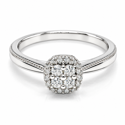 Anillo de Compromiso en oro blanco de 14 Kilates, montado con Diamantes naturales | 14JC86968LQ