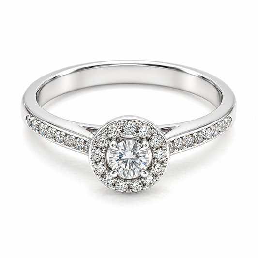 Anillo de Compromiso en oro blanco de 14 Kilates, montado con Diamantes naturales | 14JC87851LQ