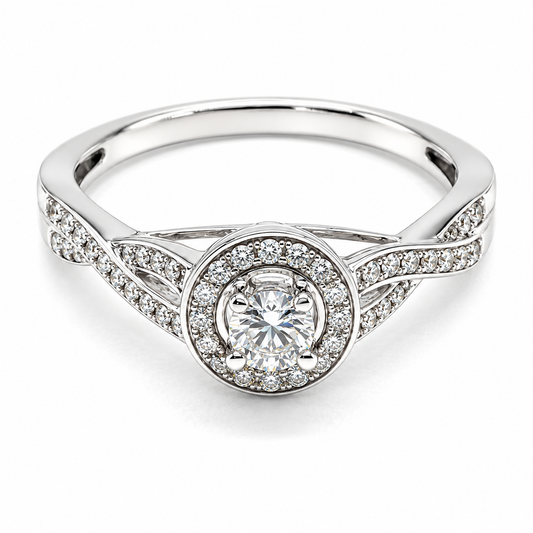Anillo de Compromiso en oro blanco de 14 Kilates, montado con Diamantes naturales | 14JC91198LQ