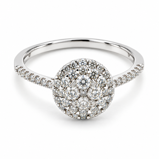 Anillo de Compromiso en oro blanco de 14 Kilates, montado con Diamantes naturales | 14JC97431LQ