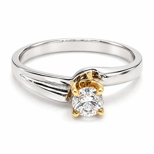 Anillo de compromiso en oro blanco de 14 Kilates, con Diamante natural | 14RC182LQ