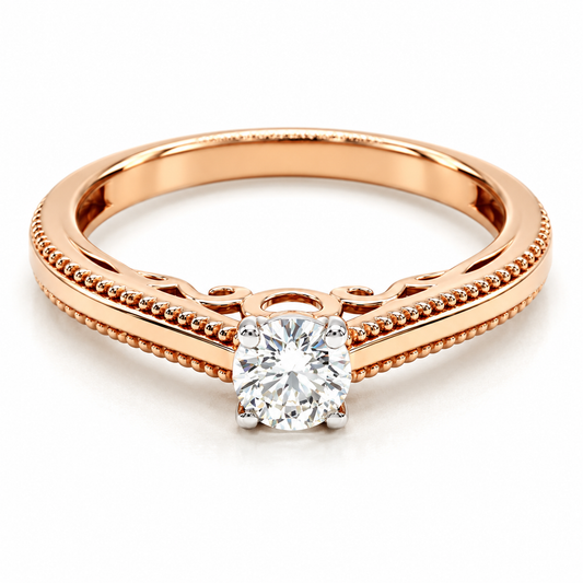 Anillo de Compromiso en oro rosa de 14 Kilates, montado con Diamante natural | 15JC121413LQ