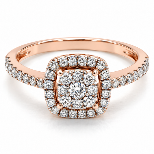 Anillo de Compromiso en oro rosa de 14 Kilates, montado con Diamante natural | 15JC141039LQ