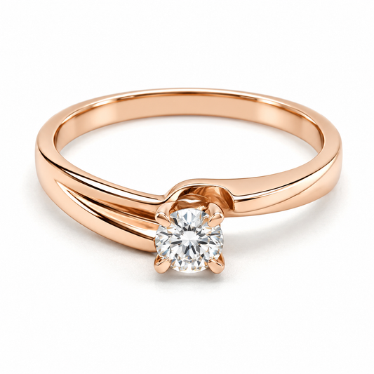 Anillo de Compromiso en oro rosa de 14 Kilates, montado con Diamante natural | 15JC182RLQ