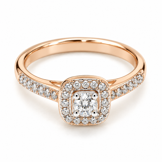 Anillo de Compromiso en oro rosa de 14 Kilates, montado con Diamante natural | 15JC190160LQ