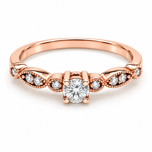 Anillo de Compromiso en oro rosa de 14 Kilates, montado con Diamante natural | 15JC306LQ
