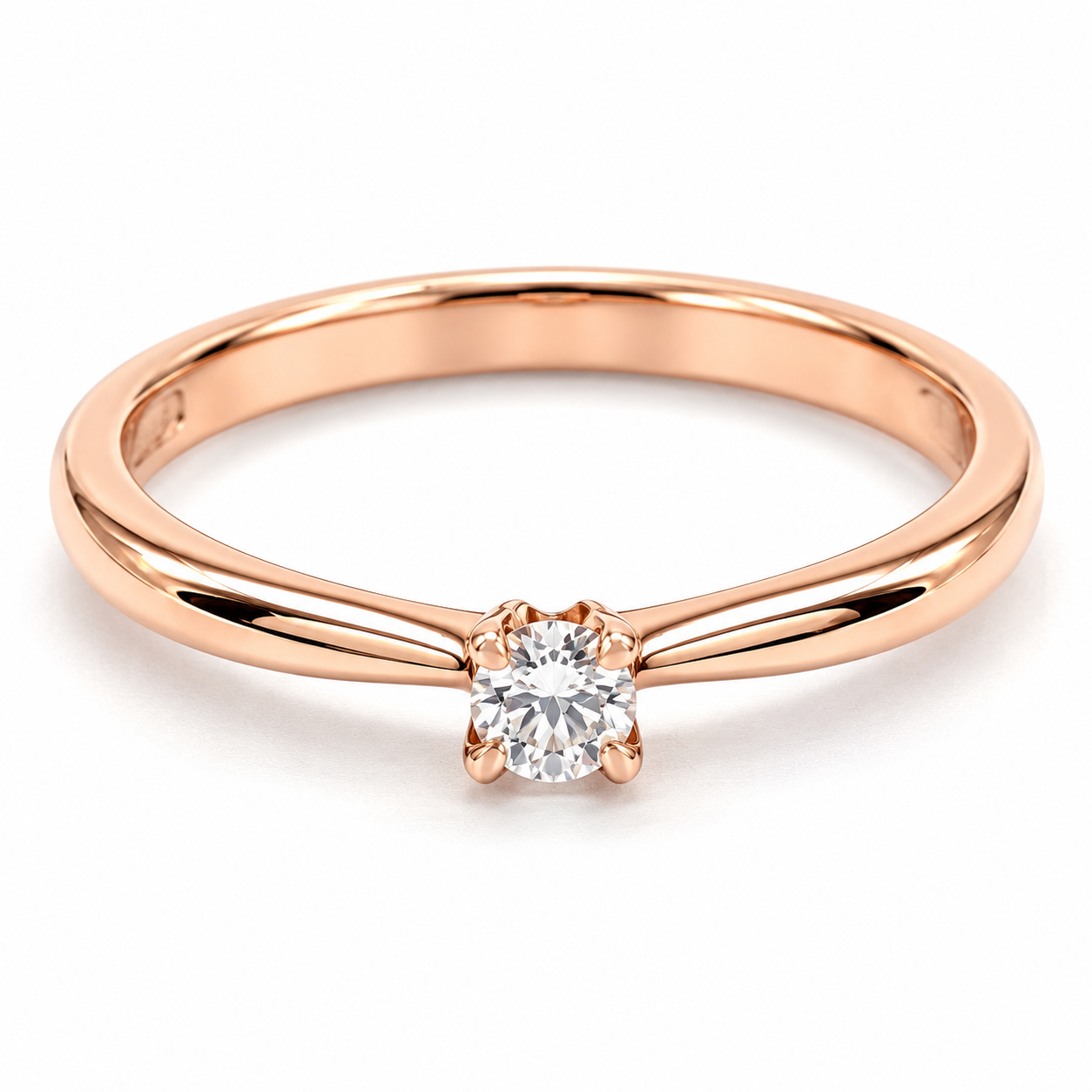 15JC40LQ-09 Anillo de Compromiso en oro rosa de 14 Kilates, montado con Diamante natural.