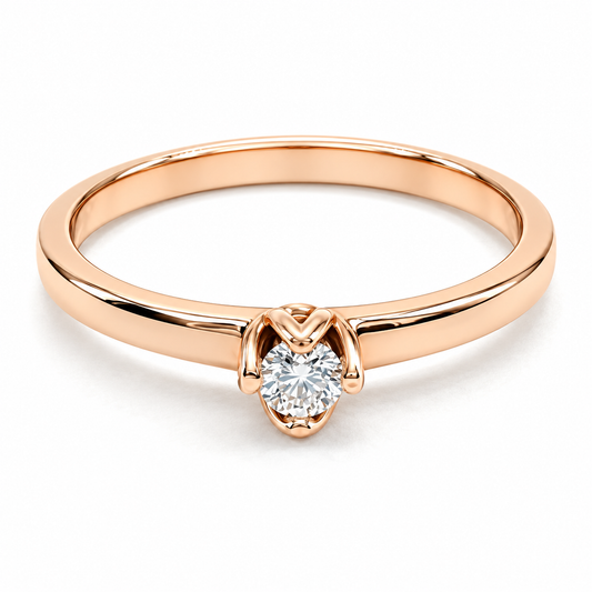 Anillo de Compromiso en oro rosa de 14 Kilates, montado con Diamante natural | 15JC4845LQ