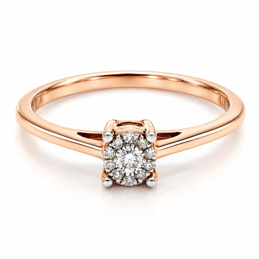 Anillo de Compromiso en oro rosa de 14 Kilates, montado con Diamante natural | 15JC87033LQ