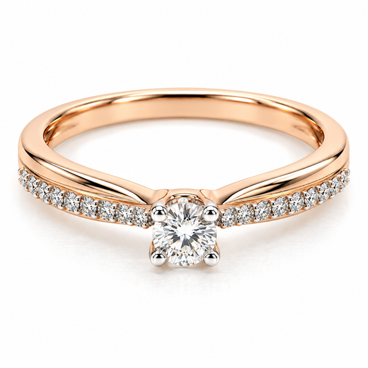 Anillo de Compromiso en oro rosa de 14 Kilates, montado con Diamante natural | 15JC93111LQ