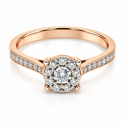 Anillo de Compromiso en oro rosa de 14 Kilates, montado con Diamante natural | 15JC93667LQ-25