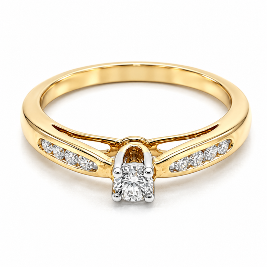 Anillo de Compromiso en oro amarillo de 14 Kilates montado con Diamante natural | 17JC126012LQ