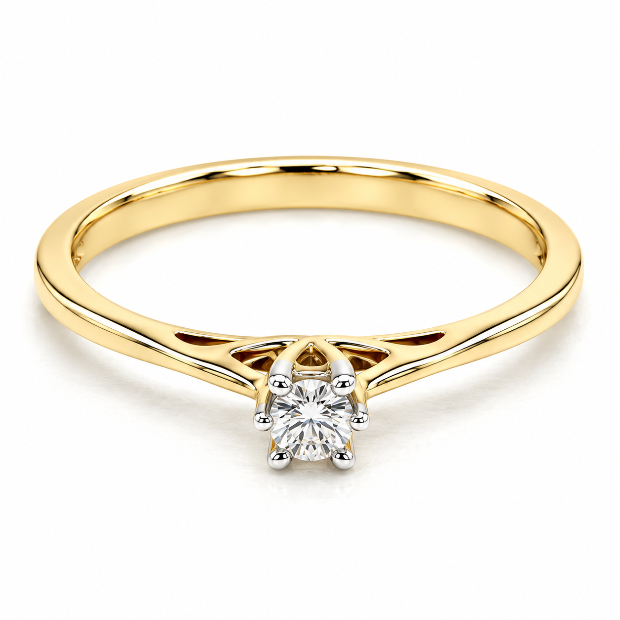 17JC130521LQ Anillo de Compromiso  en oro amarillo de 14 Kilates montado con Diamante natural.