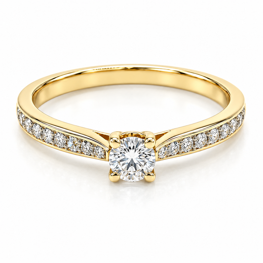 Anillo de Compromiso en oro amarillo de 14 Kilates montado con Diamante natural | 17JC172346LQ
