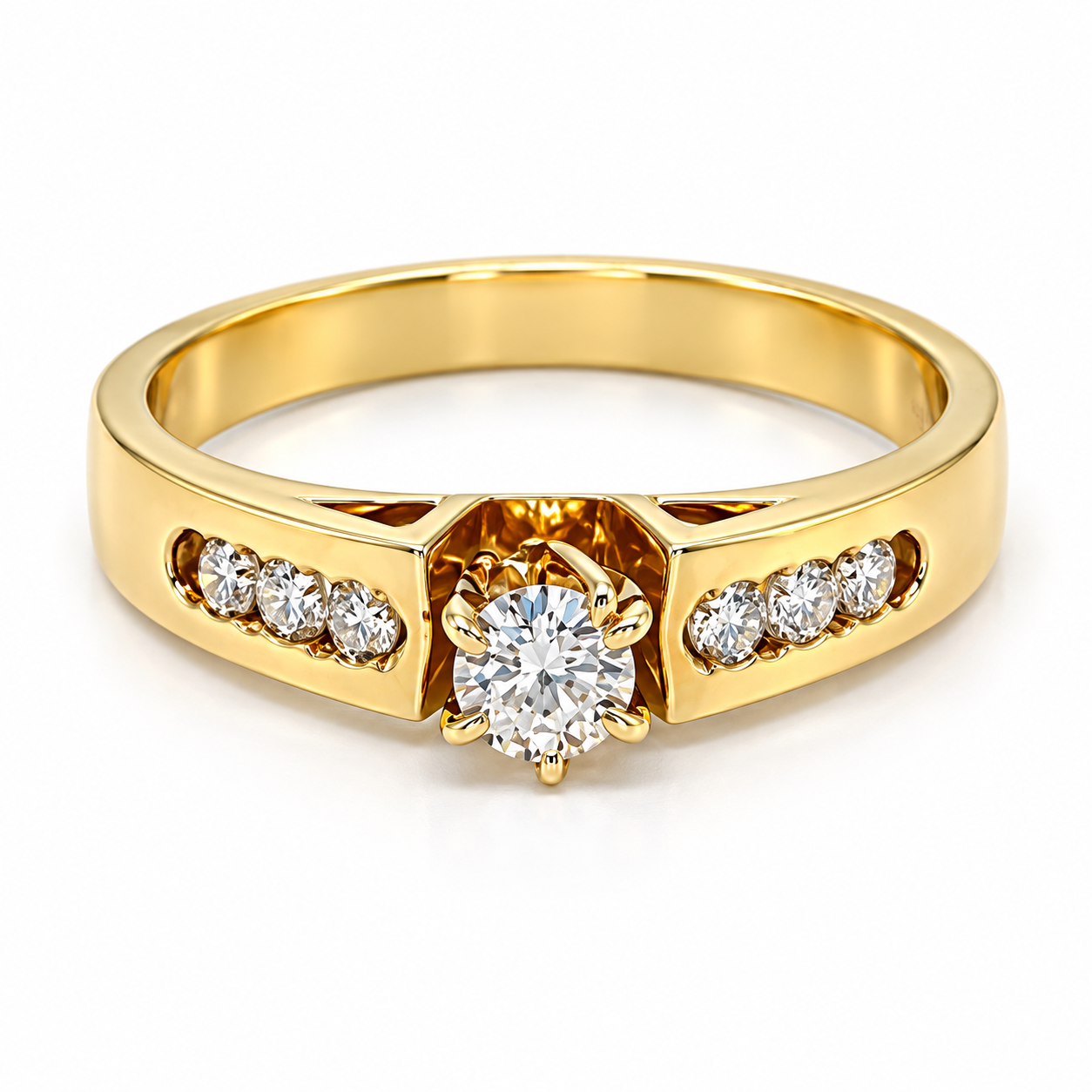 17JC207ALQ Anillo de Compromiso  en oro amarillo de 14 Kilates montado con Diamante natural.