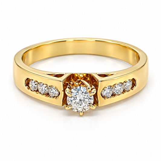 Anillo de Compromiso en oro amarillo de 14 Kilates montado con Diamante natural | 17JC207ALQ