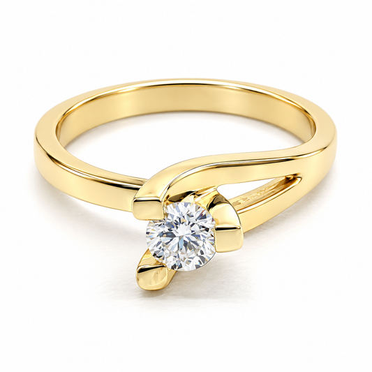 Anillo de Compromiso en oro amarillo de 14 Kilates montado con Diamante natural | 17JC287LQ