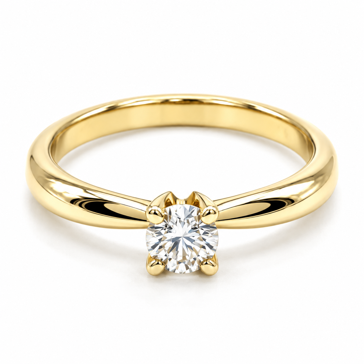 17JC42LQ-24 Anillo de Compromiso  en oro amarillo de 14 Kilates montado con Diamante natural.