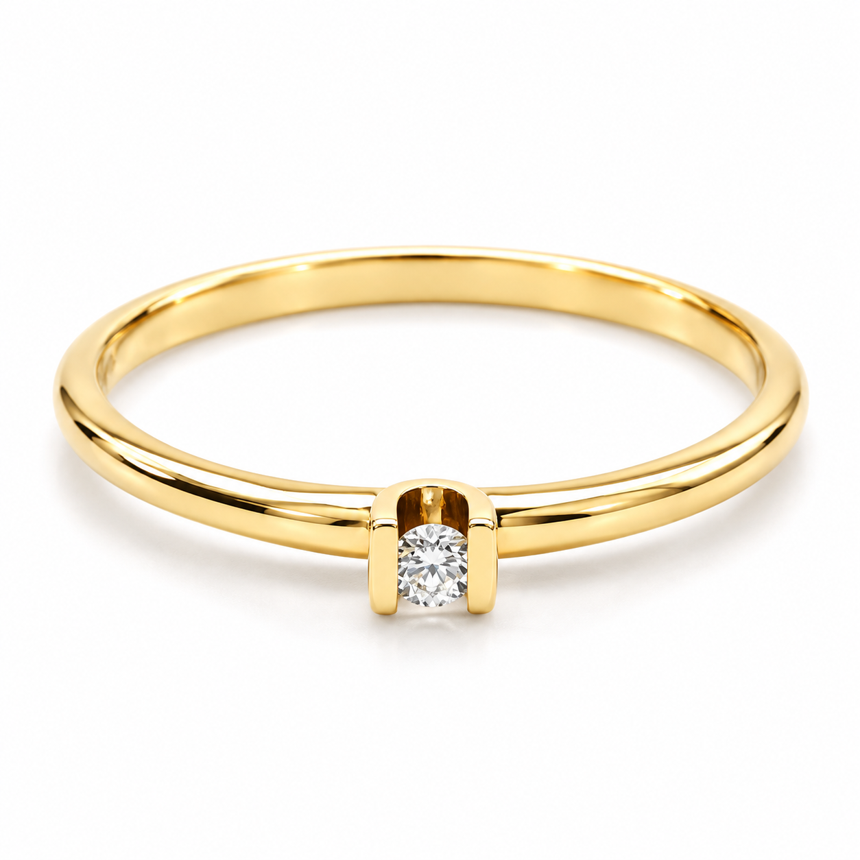 17JC53LQ Anillo de Compromiso  en oro amarillo de 14 Kilates montado con Diamante natural.