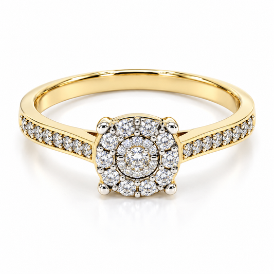 Anillo de Compromiso en oro amarillo de 14 Kilates montado con Diamante natural | 17JC93667LQ-25