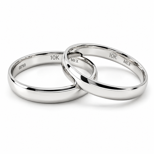 18D10BLQ  Argollas de Matrimonio en oro blanco de 10 Kilates.