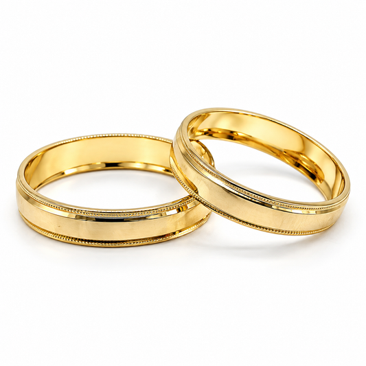 18D13-4LQ  Argollas de Matrimonio en oro amarillo de 10 Kilates.