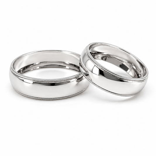 Par de Argollas de Matrimonio en oro Blanco de 10 Kilates | 18D13B-6LQ