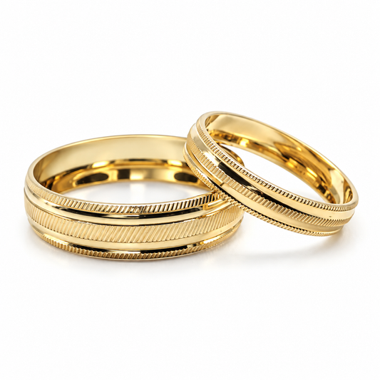 18D14-64LQ  Argollas de Matrimonio en oro amarillo de 10 Kilates.