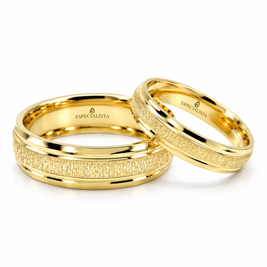 18D19-64LQ  Argollas de Matrimonio en oro amarillo de 10 Kilates.