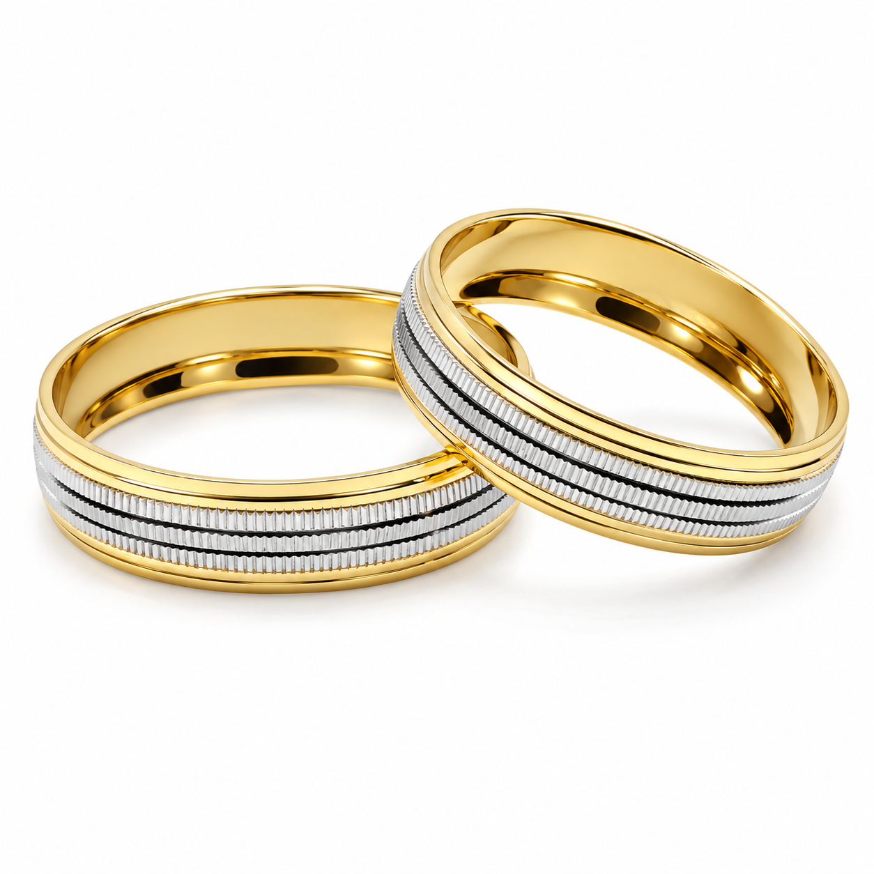 18D22LQ  Argollas de Matrimonio en oro combinado de 10 Kilates.