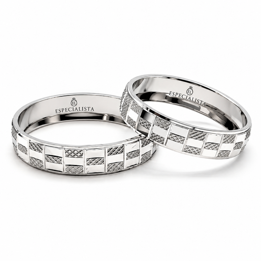 18D29BLQ Argollas de Matrimonio en oro blanco de 10 Kilates.